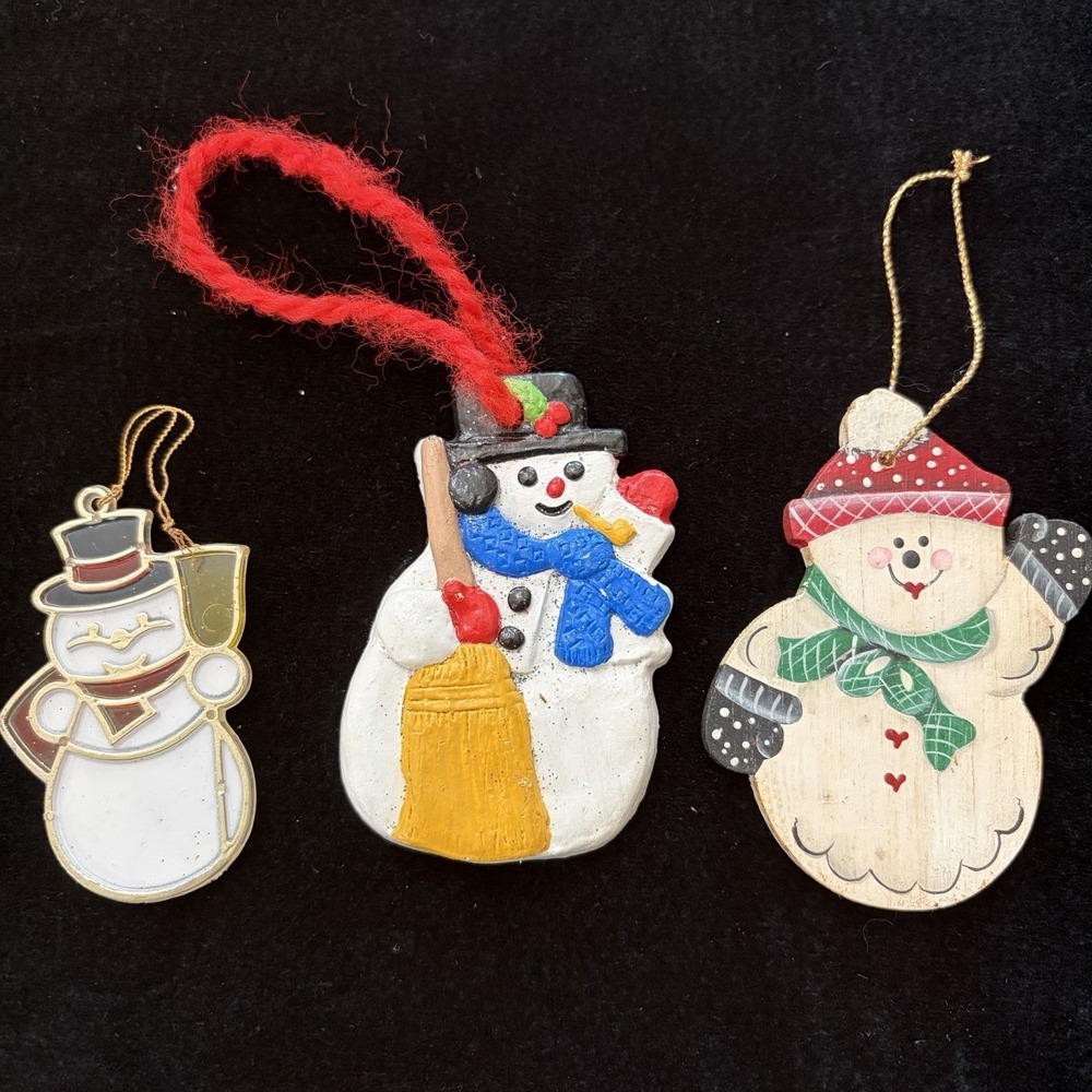 Vintage Snowman‎ Christmas Ornaments Lot Of 3 90s Nostalgia - Picture 2 of 8